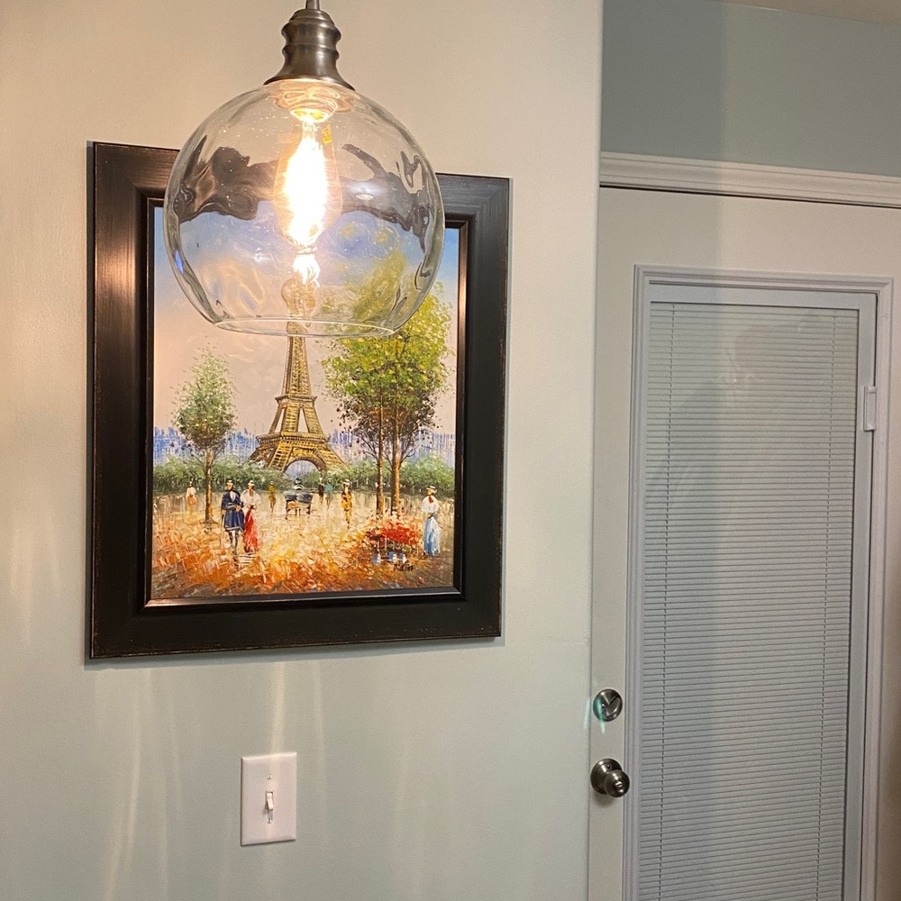 Portable hanging Glass Pendant Lamp with Edison bulb - Picture 8 of 15